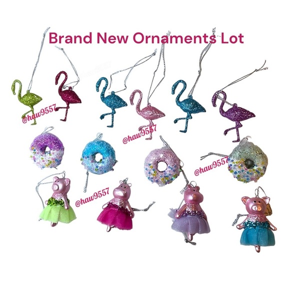 14 Multicolor Collection Glittering Mini Christmas Tree Ornaments … - Picture 3 of 7